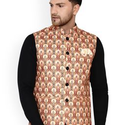 VEERA PARIDHAAN Printed Cotton Nehru Jacket-image-17