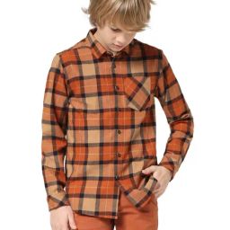 Jack & Jones Junior Cream & Orange Cotton Chequered Full Sleeves Shirt-image-41