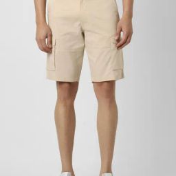 Van Heusen Beige Regular Fit Texture Cargo Shorts-picture-41