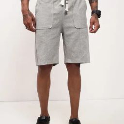 Showoff Grey Cotton Regular Fit Shorts-image-76