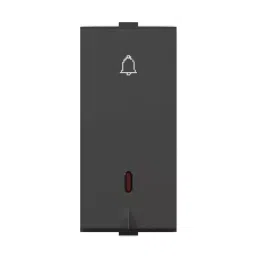 RAPID Stelo Bell Push Switch With Indicator 1 Module 6 Amp Black, R-2069 (Pack of 20)-36