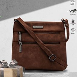 Leather Sling Bag for Women Brown-image-25