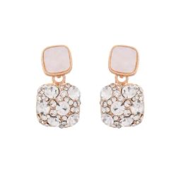 VOJ Stainless Steel Crystal Studded Square Shaped Studs image 4
