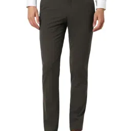 Van Heusen Brown Blended Slim Fit Solid Trouser-image-81