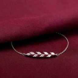 GIVA 92.5 Sterling Silver Zircon Ferns Flexible Fit Bracelet for Women-image-14