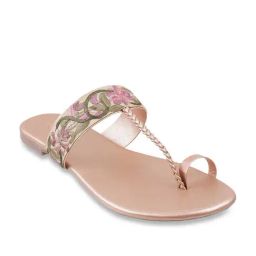 Mochi Women's Rose Gold Toe Ring Sandals-image-89