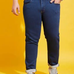 Bigbanana Men Plus Size Navy Solid Regular Fit Jeans-9