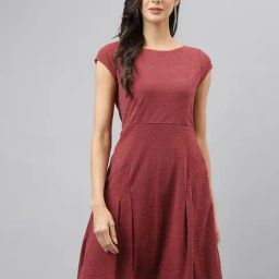 Latin Quarters Pink Textured A Line Dress-image-62