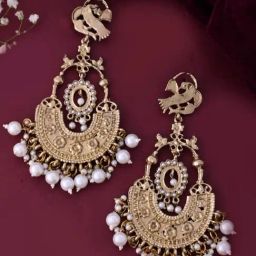 VOJ Copper Plated Designer Long Drop Earrings-13