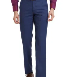 Park Avenue Blue Luxus Fit Texture Trousers-image-58