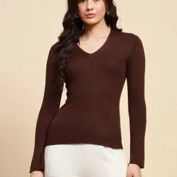 Global Republic Brown Slim fit Solid Top-image-96