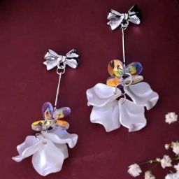 VOJ Silver Plated Bow Drop Earrings-image-85