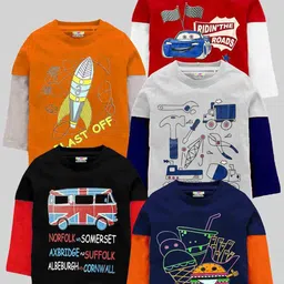 KUCHIPOO Kids Pack of 5 Printed T-shirt-image-45