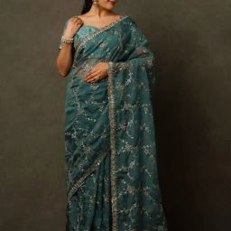 Saree Mall Blue Embellished Saree With Unstitched Blouse-picture-29