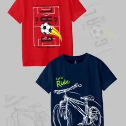 Codez Kids Red & Navy Printed T-Shirt (Pack Of 2)-image-72