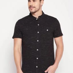 CLUB YORK Men Black Striped Henley Neck Shirt-picture-43