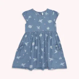 Pantaloons Junior Blue Cotton Printed Dress-picture-6