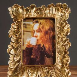 Art Street Gold Engineered Wood Wedding Retro Vintage Iris Flower Photo Frame-image-12