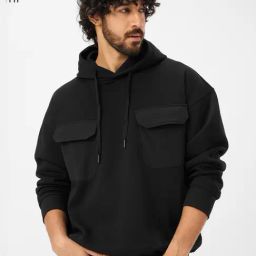 The Souled Store Black Loose Fit Hooded Sweatshirt-image-17