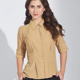 Latin Quarters Beige Polyester Striped Shirt-image-32