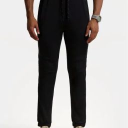 Jockey MV12 Black Microfiber Elastane Stretch Joggers with Zipper Pocket-image-89