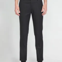 Arrow Black Regular Fit Self Pattern Trousers-picture-2