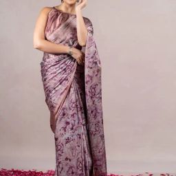 Mirchi Fashion Pink Chiffon Floral Saree With Unstitched Blouse-picture-43