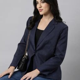SHOWOFF Navy Textured Blazer-picture-14