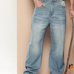 Difference of Opinion Blue Cotton Relaxed Fit Solid Jeans-image-24