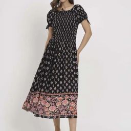 Veldress Black Printed A-Line Dress-image-66