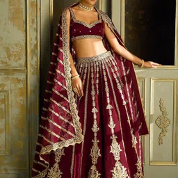 Trendmalls Embroidered Sequinned Semi-Stitched Lehenga & Unstitched Blouse With Dupatta-picture-13