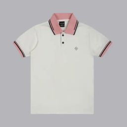 Cavio Kids White & Pink Solid Polo T-Shirt-image-64