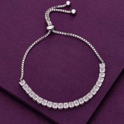 Kai Jewel Sterling Silver Solitaire Square Cut Tennis Adjustable Bracelet-image-21
