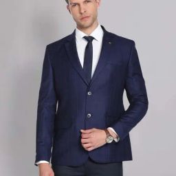 AD by Arvind Blue Regular Fit Check Blazer-image-53