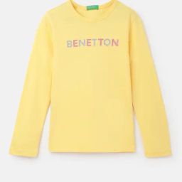 United Colors of Benetton Kids Yellow Printed Full Sleeves T-Shirt-image-45