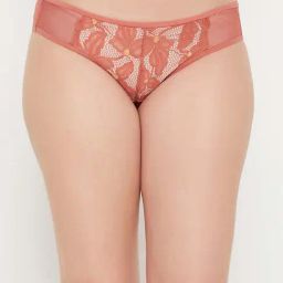 Clovia Peach Lace Work Bikini Panty-image-63