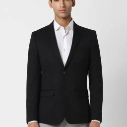 V Dot Black Skinny Fit Blazer-image-71