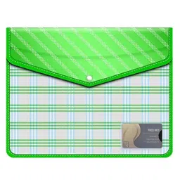 FEDUS Check Document Holder Bag Transparent with Snap Button Green (Pack of 2 Pcs)-37