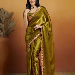 RACHNA Solid Mirror Work Saree-picture-53