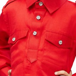 JBN Creation Boys Red Solid Kurta with Pyjamas image 3