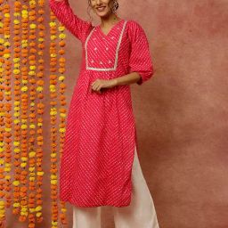 Jaipur Kurti Fuchsia Printed Straight Kurta-image-56