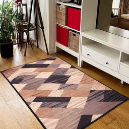 MODEFE Peach-Coloured Geometric Anti-Skid Nylon Carpet-image-91