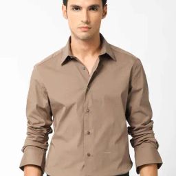 Rare Rabbit Brown Regular Fit Solid Shirt-image-21