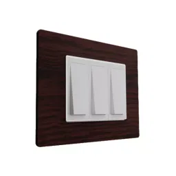 HOSPER 3 Module Teak Wood Polycarbonate Modular Switch Cover Plate, RCW03 image 1