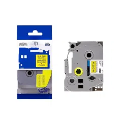 Pacific International Label Tape Cassette 18 mm Paper Laminated Black on Yellow for TZE 641-4