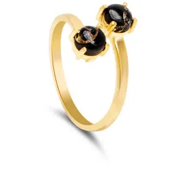 March by FableStreet 18k Gold-Plated 92.5 Sterling Silver Black Jade Copper Turquoise Ring for Women-image-70