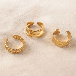 Niska Set Of 3 Gold Plated Adjustable Finger Rings-image-103