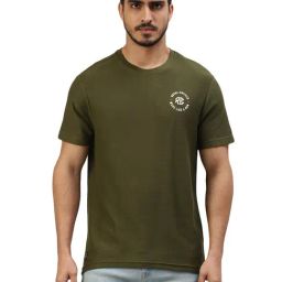 Royal Enfield MLG Classic Olive Regular Fit Logo Print Crew T-Shirt-image-29