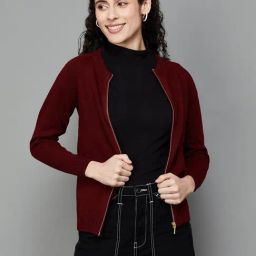 Fame Forever by Lifestyle Maroon Regular Fit Sweater-image-35
