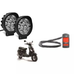 Cartronics 9 Round Cap LED Fog Light With On/Off Switch for Piaggio Vespa Urban Club (Set of 2 Pcs)-13